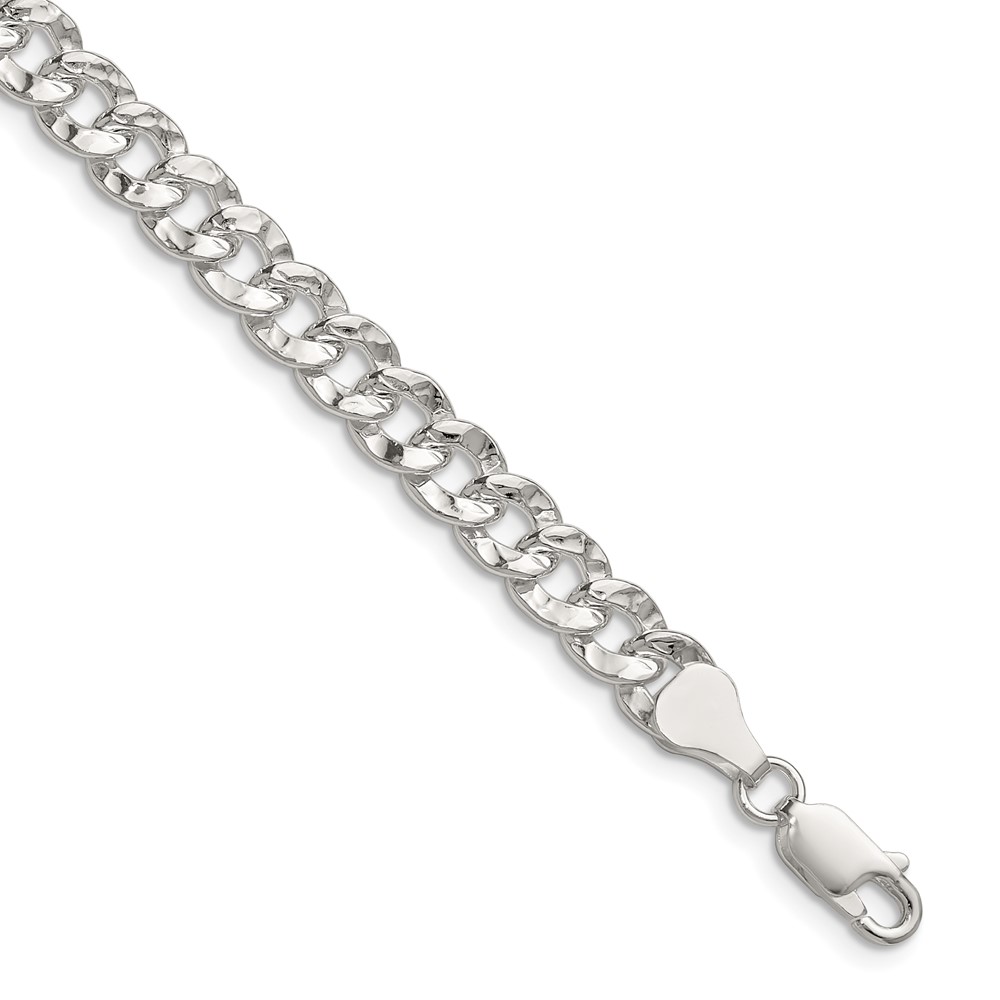 Sterling Silver 6.35mm Hammered Curb Chain