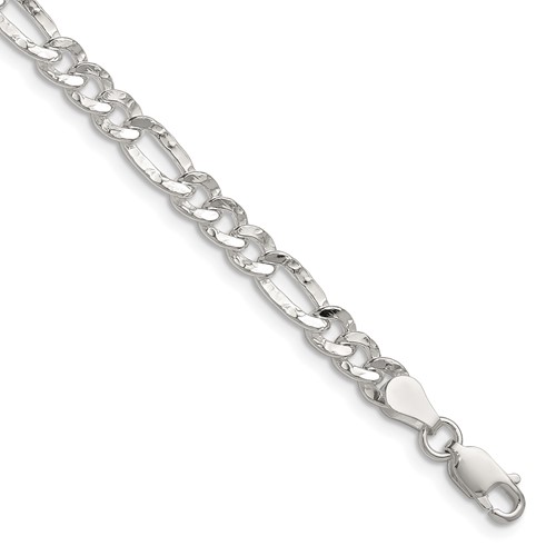 Sterling Silver 4.75mm Hammered Figaro Chain