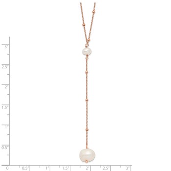 Sterling Silver Rose-tone Freshwater Cult Pearl w/2 in ext. Drop Necklace — alternate view
