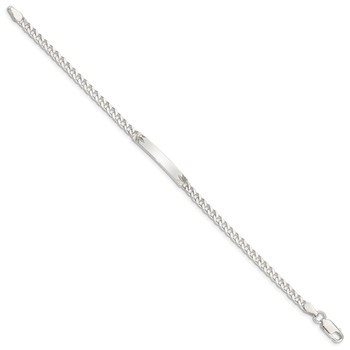 Sterling Silver Polished Engraveable Curb Link ID Bracelet — alternate view