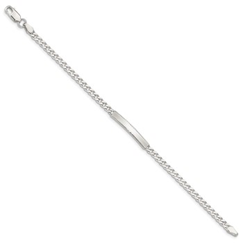 Sterling Silver Diamond-cut Engraveable Curb Link ID Bracelet — alternate view