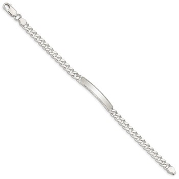 Sterling Silver Diamond-cut Engraveable Curb Link ID Bracelet — alternate view