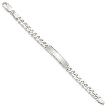 Sterling Silver Diamond-cut Engraveable Curb Link ID Bracelet — alternate view