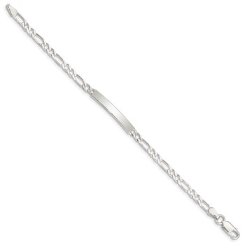 Sterling Silver Engraveable 7 in. Figaro Link ID Bracelet — alternate view