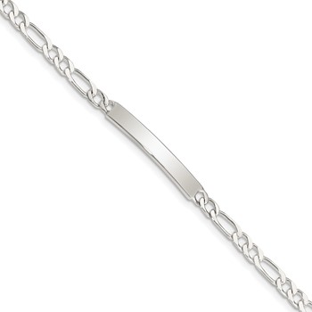 Sterling Silver Engraveable 7 in. Figaro Link ID Bracelet