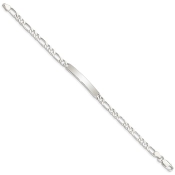 Sterling Silver 7inch Engraveable Figaro Link ID Bracelet — alternate view