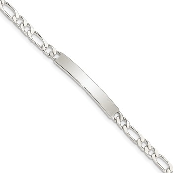 Sterling Silver 7inch Engraveable Figaro Link ID Bracelet