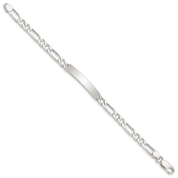 Sterling Silver 7inch Polished Engraveable Figaro Link ID Bracelet — alternate view