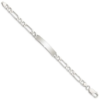 Sterling Silver 7inch Polished Engraveable Figaro Link ID Bracelet — alternate view