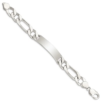 Sterling Silver 8.5 inch Polished Engraveable Figaro Link ID Bracelet — alternate view