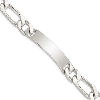 Sterling Silver 8.5 inch Polished Engraveable Figaro Link ID Bracelet