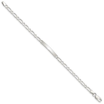 Sterling Silver 7inch Polished Engraveable 1 Figaro Link ID Bracelet — alternate view