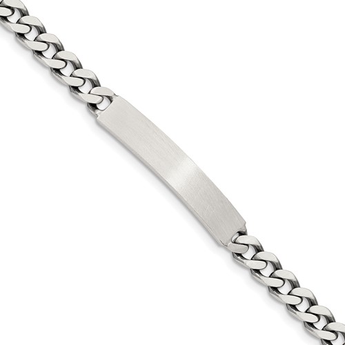 Sterling Silver 7inch Engraveable Antiqued Curb Link ID Bracelet