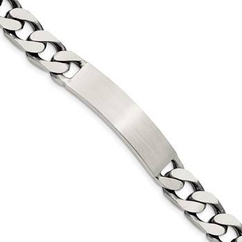 Sterling Silver 7.5inch Engraveable Antiqued Curb Link ID Bracelet