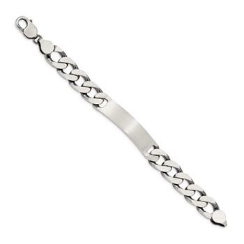 Sterling Silver 7.5inch Engraveable Antiqued Curb Link ID Bracelet — alternate view