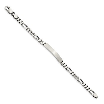 Sterling Silver 7inch Engraveable Antiqued Figaro Link ID Bracelet — alternate view