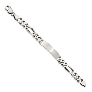 Sterling Silver 7inch Engraveable Antiqued Figaro Link ID Bracelet — alternate view