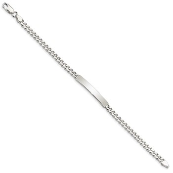 Sterling Silver Polished Engraveable Curb Link ID Bracelet — alternate view