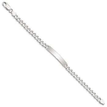 Sterling Silver Polished Engraveable Curb Link ID Bracelet — alternate view