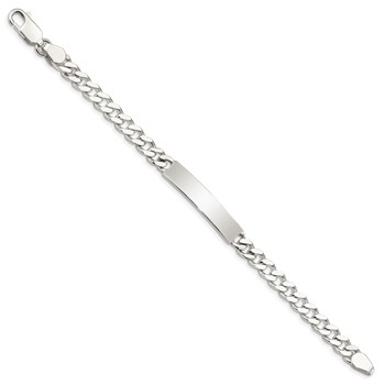 Sterling Silver Polished Engraveable Curb Link ID Bracelet — alternate view