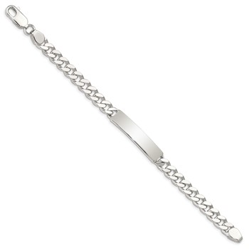 Sterling Silver Polished Engraveable Curb Link ID Bracelet — alternate view