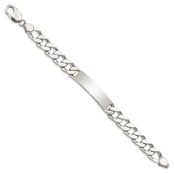 Sterling Silver Polished Engraveable Curb Link ID Bracelet — alternate view