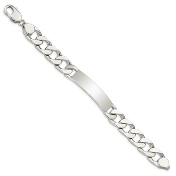 Sterling Silver Polished Engraveable Curb Link ID Bracelet — alternate view