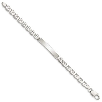 Sterling Silver Polished Engraveable Anchor Link ID Bracelet — alternate view