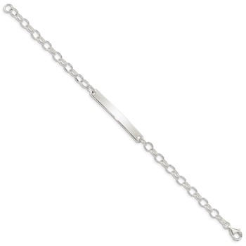 Sterling Silver Small Oval Rolo Link ID Bracelet — alternate view