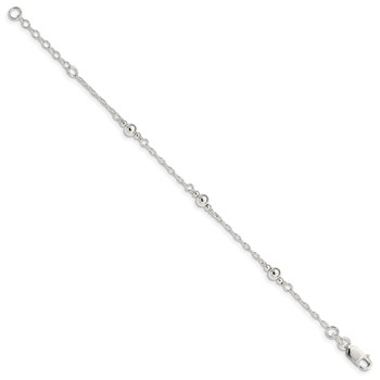 Sterling Silver Polished Fancy Bead with 1in Extension Children's Bracelet — alternate view