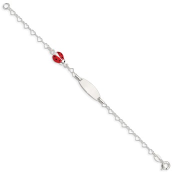 Sterling Silver Polished Lady Bug Baby Engraveable ID Bracelet — alternate view