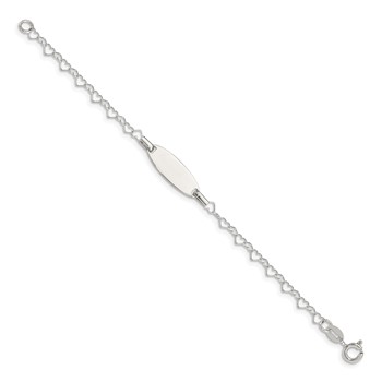 Sterling Silver Polished Engraveable Children's ID Heart Link Bracelet — alternate view