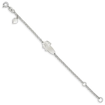 Sterling Silver Polished Childrens Teddy Bear 5in Plus 1in Ext ID Bracelet — alternate view