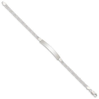 Sterling Silver Double Chain Fancy Link ID Bracelet — alternate view