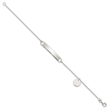 Sterling Silver Polished 7.5 inch Curb Link ID Bracelet W/Sliding Accent — alternate view