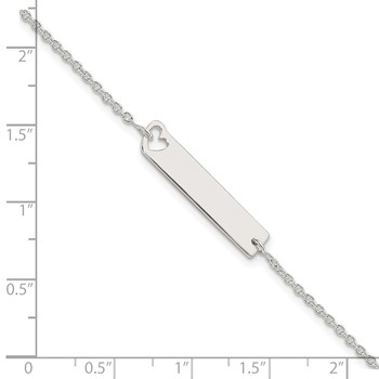 Sterling Silver Polished Heart ID 7in Bracelet — alternate view