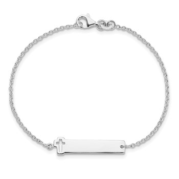 Sterling Silver Polished Cross ID 8in Bracelet — alternate view