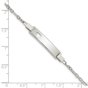 Sterling Silver Polished Childrens ID with Heart Bracelet — alternate view