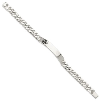 Sterling Silver Antiqued Fleur-de-lis ID Men's Bracelet