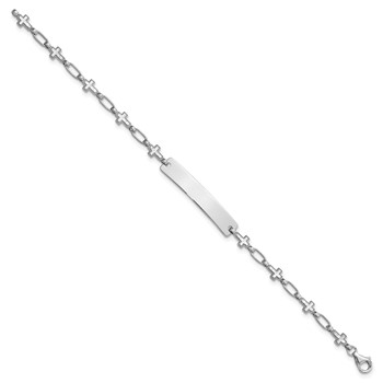 Sterling Silver Rhodium-plated 6.25 inch Cross Children's ID Bracelet — alternate view