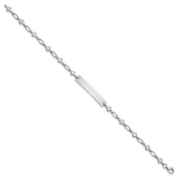 Sterling Silver Rhodium-plated 7.5 inch Cross ID Bracelet — alternate view
