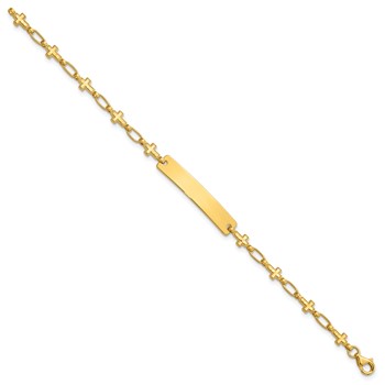 Sterling Silver Gold-tone 6.25 inch Cross Children's ID Bracelet — alternate view