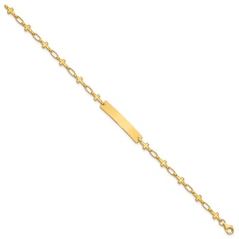 Sterling Silver Gold-tone 7.5 inch Cross ID Bracelet — alternate view