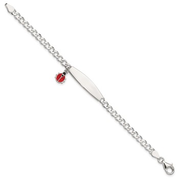 Sterling Silver  Polished and Enameled Ladybug Children's ID Bracelet — alternate view