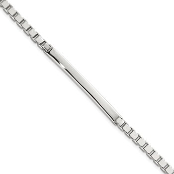 Sterling Silver Polished 3.7mm Box Chain 8 Inch ID Bar Mens Bracelet