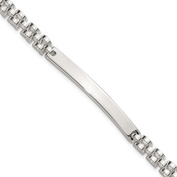 Sterling Silver Polished 4.7mm Fancy Link 8 inch Mens ID Bracelet