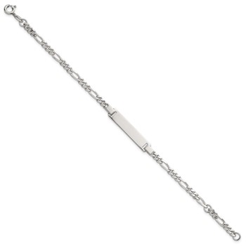 Sterling Silver Polished Figaro Link 6.25 inch with 1 inch Extension Childrens ID Bracelet — alternate view