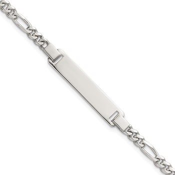 Sterling Silver Polished Figaro Link 6.25 inch with 1 inch Extension Childrens ID Bracelet