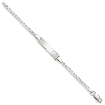 Sterling Silver Baby ID with Heart Bracelet — alternate view