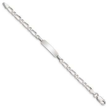 Sterling Silver Polished Engraveable Childrens ID Bracelet — alternate view